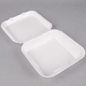 Genpak - Container, 9.25x9.25x3 White 1 Compartment Snap It Foam Hinged Dinner Container, 200 count