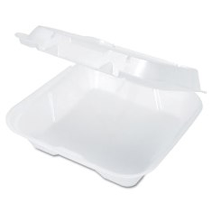 Genpak - Container, 1 Compartment, White, Large, Snap It, Foam Hinged, Vented, 9.25 x 9.25 x 3