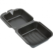 Genpak - Container, 5.81x5.69x3.13 Black 1 Compartment Snap It Foam Hinged Dinner Container, 500 cou