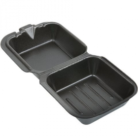 Genpak - Container, Small  Foam Hinged Sandwich Container, Black, 5.81x.5.69x3.13