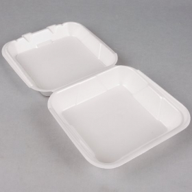 Genpak - Container, Medium Snap It Foam Hinged Dinner Container, White, 8.25x8x3