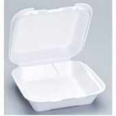 Genpak - Container, 8.25x8x3 White Vented 1 Compartment Snap It Foam Hinged Dinner Container, 200 co