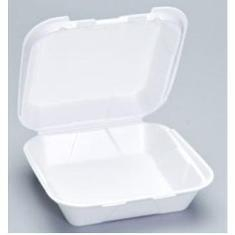 Genpak - Container, 3 Compartment, White, Medium, Snap It, Foam Hinged, Vented, 8.25 x 8 x 3
