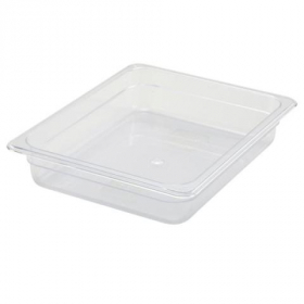 Winco - Food Pan, 1/2 Size Clear PC Plastic, 2.5&quot; Deep