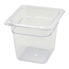 Winco - Food Pan, 1/6 Size Clear PC Plastic, 5.5&quot; Deep