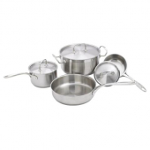 Winco - Cookware Set, 7-Piece Stainless Steel (Consists of 1 Quart Covered Sauce Pan, 2 Quart Covere