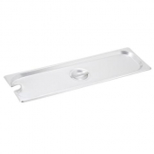 Winco - Steam Table Pan Notched Cover, Fits Half-Long 25 Gauge Stainless Steel Pans
