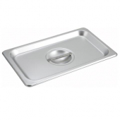 Winco - Steam Table Pan Cover, 1/4 Size Flat Solid Stainless Steel