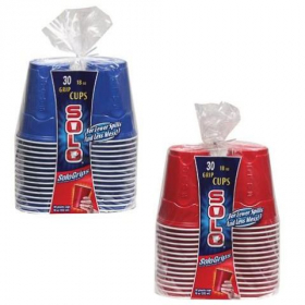 Solo - Cups, Squared Plastic Party Cups, 18 oz Red and Blue