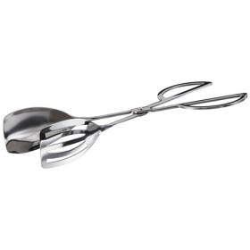 Winco - Salad Tongs, 10&quot; Slotted and Solid Spatula Mirror Finish Stainless Steel, each