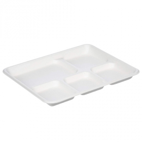 School Tray, 10.25x8.75 5-Compartment Bagasse, 500 count