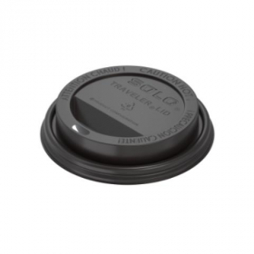 Solo - Traveler Dome Lid, Black Poly Hot Drink Lid with Sip Hole, Fits 10-24 oz, 1000 count