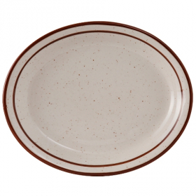 Tuxton - Bahamas Platter, 13.25x10.5 Eggshell with Brown Speckles