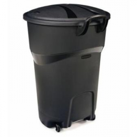 Rubbermaid - Garbage/Trash Can, Black 32 Gallon with Wheels