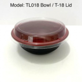 Bowl, 18 oz Black/Red Plastic