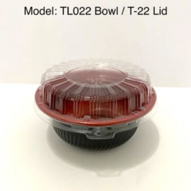 Bowl, 22 oz Black/Red Plastic