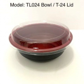 Bowl, 24 oz Black/Red Plastic