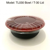Bowl, 30 oz Black/Red Plastic