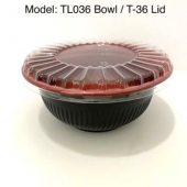 Bowl, 36 oz Black/Red Plastic