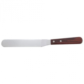 Winco - Bakery Spatula with Offset, 6.5x1.3125 Blade, Stainless Steel with Wooden Handle