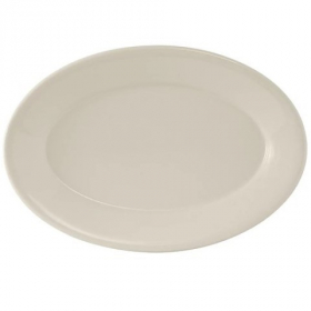 Tuxton - Reno Platter with Wide Rim, 9.375x6.5 Oval Eggshell China