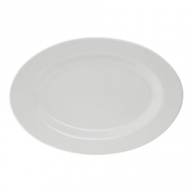 Tuxton - Reno Platter with Wide Rim, 15.125x10.25 Oval Eggshell China