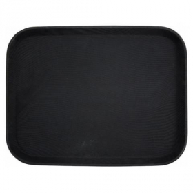Winco - Serving Tray, 14x18 Rectangular Black Easy-Hold Rubber-Lined