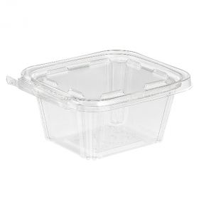 Inline Plastics - Safe-T-Fresh Container, 16 oz Tamper Evident Tear Strip Lock, Clear PET Plastic Hi