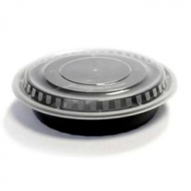 TTM - Food Container, 24 oz Round PP Black Base with Clear Lid, 150 count