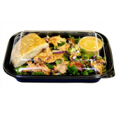 TTM - Food Container, 58 oz Rectangular PP Black Base with Clear Lid, 150/150