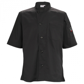 Winco - Chef Shirt, Ventilated with Tapered Fit, Black, Large