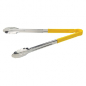 Winco - Tongs, 16&quot; Stainless Steel Cold Service Tong, Yellow Plastic Handle, Heavy Duty