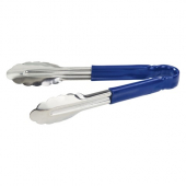 Winco - Tongs, 9&quot; Stainless Steel Cold Service Tong, Blue Plastic Handle, Heavy Duty, each