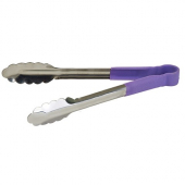 Winco - Tongs, 12&quot; Stainless Steel Utility Tong with Purple PP Handle, Heat Resistant and Allergen-F