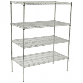 Wire Shelving Set, 24x48x72 Chrome Plated with 4 Shelves