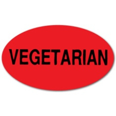 Label, &#039;Vegetarian&#039;, 1.5&quot; Radiant Red Oval