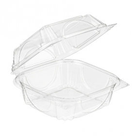 Inline Plastics - VisiblyFresh Container, 6x6x3 Hinged Clear Plastic