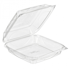 Inline Plastics - VisiblyFresh Container, 9x9x3 Hinged Clear Plastic