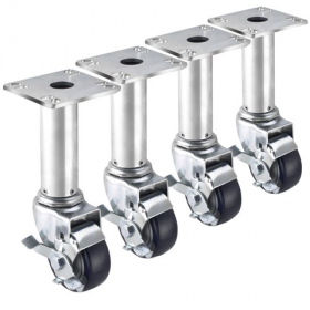 Krowne Metal - Casters, Adjustable Height (8.5&quot;-10.5&quot;) with 3.5&quot; Plates, 3&quot; Wheel, Used on Fryers