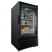 Omcan - Elite Merchandiser Refrigerator, Countertop with 1 Glass Swing Door, 26x23x37 Black Steel, 4