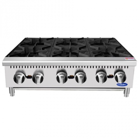 Atosa - CookRite Hot Plate with 6 Burners, Countertop 36x27.6x13.1 Stainless Steel, 32,000 BTU, each