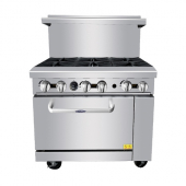 Atosa - CookRite Gas Range with 6 Open Burners and 26&quot; Oven, 36x31x57.375 Natural Gas, each
