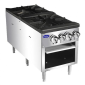 Atosa - CookRite Stock Pot Stove, Double Burner with Natural Gas, 18x42x22 Stainless Steel Sides/Fro