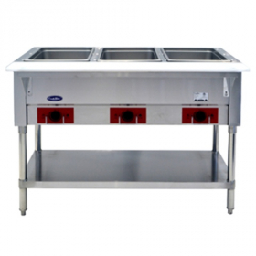 Atosa - Electric Steam Table with 3 Wells, 44.125x29.5x33.5 Stainless Steel, each
