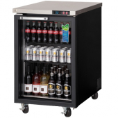 Everest - Back Bar Cooler Refrigerator, 1 Glass Swing Door, 23.5x32x39.375 Black Side Mount, 8 cu. f