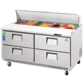 Everest - Refrigerated Prep Table, 4 Solid Drawers, 47.5x31.5x38.5 Stainless Steel Back Mount, 13 cu