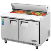 Everest - Refrigerated Prep Table, 2 Solid Swing Doors, 47.5x31.5x38.5 Stainless Steel Back Mount, 1