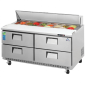 Everest - Refrigerated Prep Table, 4 Solid Drawers, 59.125x31.5x38x5 Stainless Steel Back Mount, 16