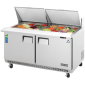 Everest - Refrigerated Prep Table, 2 Solid Swing Doors, 59.125x35.25x38.5 Stainless Steel Back Mount
