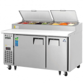 Everest - Refrigerated Pizza Prep Table, 2 Solid Swing Doors, 59.125x.36.5x36.25 Stainless Steel Sid